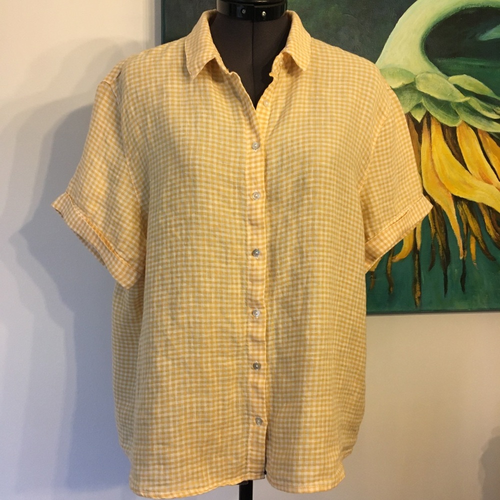 C&C California Gingham Linen Blouse
